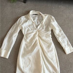 Zara Cream Long-Sleeve Dress